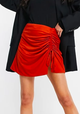 Ei8th Hour ruched side mini skirt in tobacco