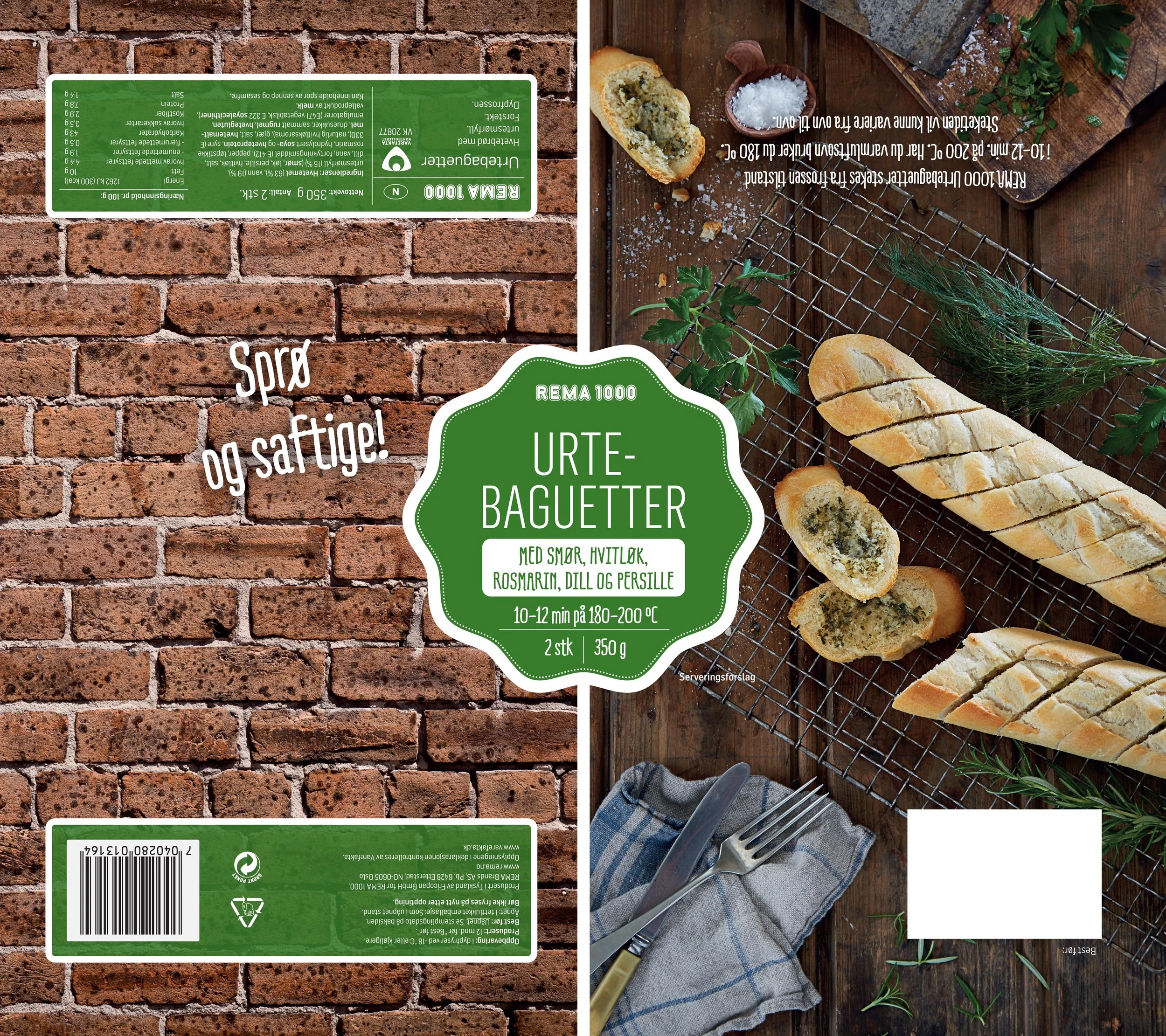 REMA 1000, baguettes with herbs.