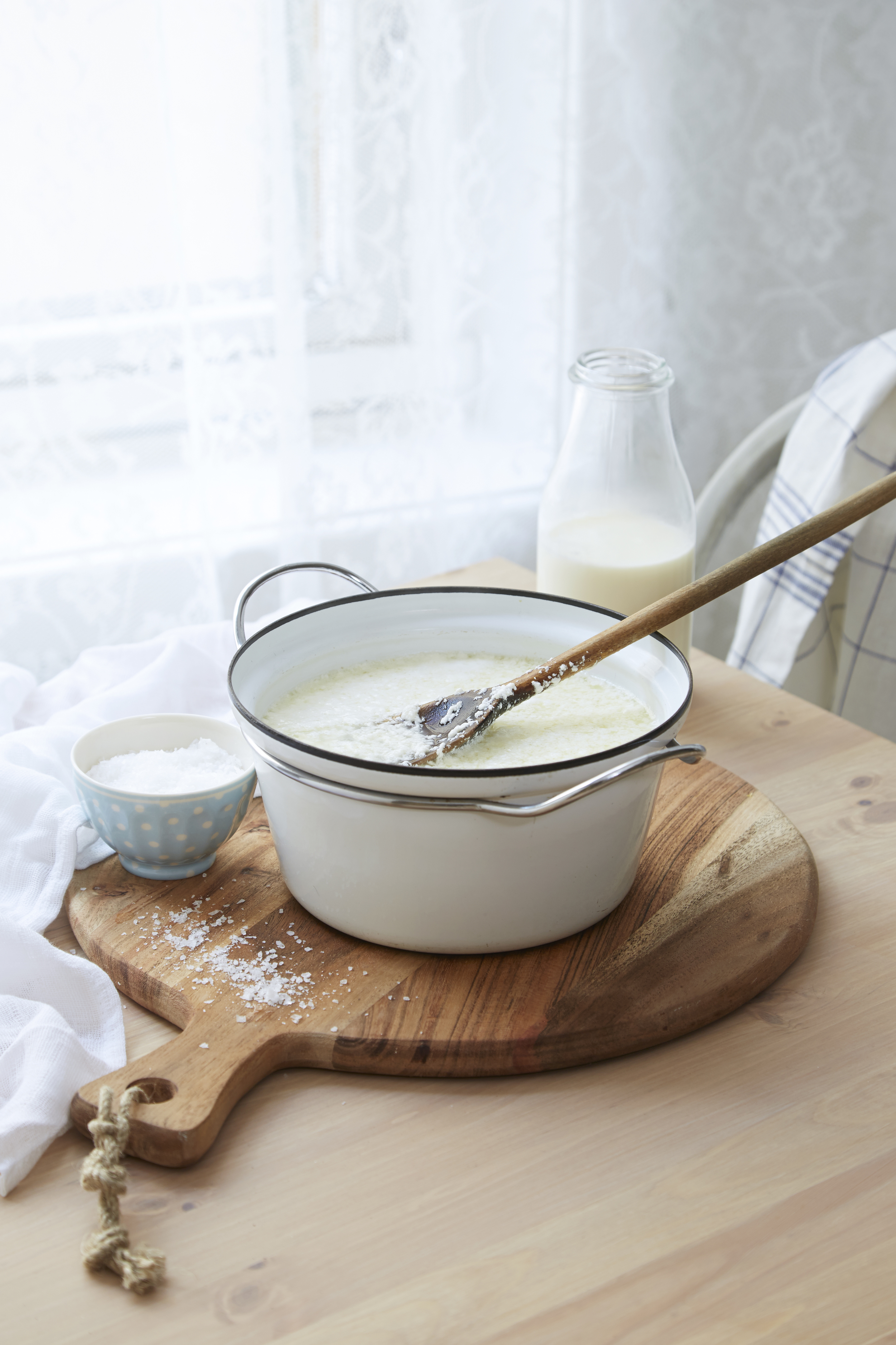 Homemade ricotta cheese.