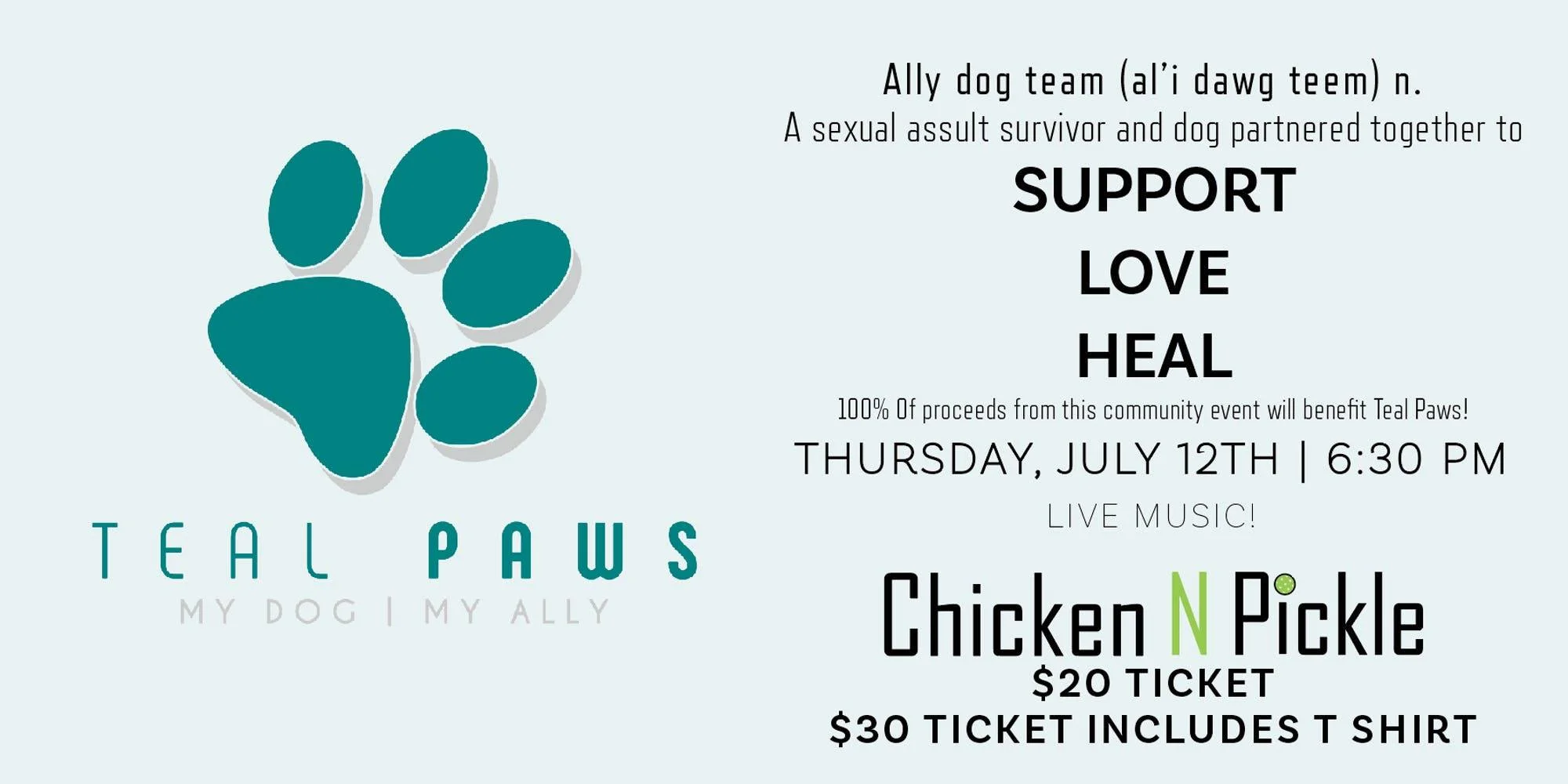 Teal Paws at Chicken N Pickle