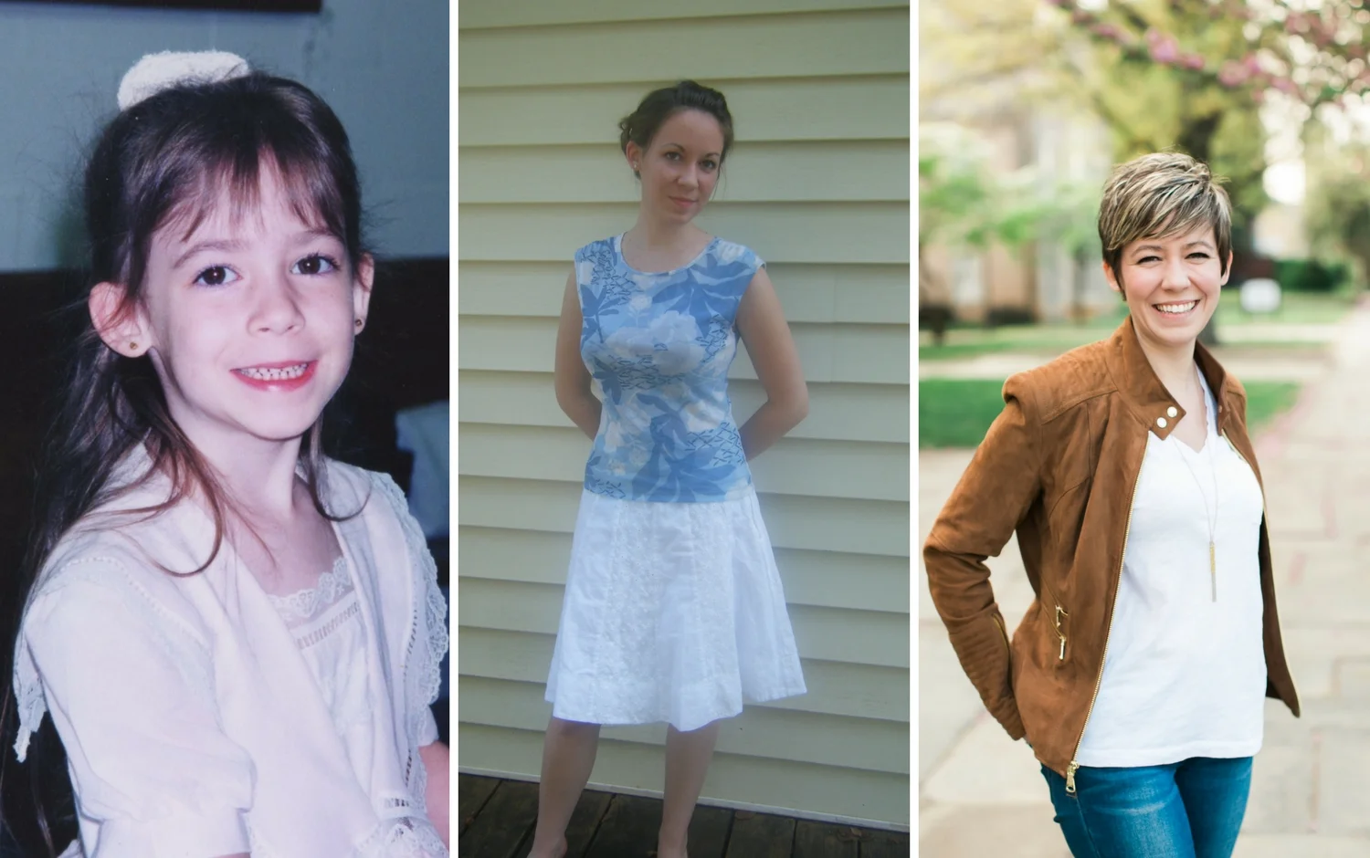 Me at about 7, me as a stay-at-home daughter (18ish), me today...
