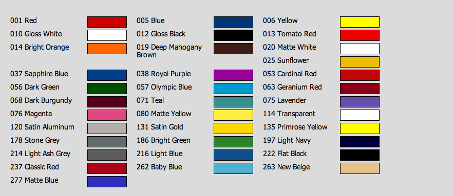 Arlon 5000 Color Chart