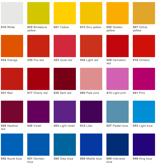 Zimmerman Glass Color Chart