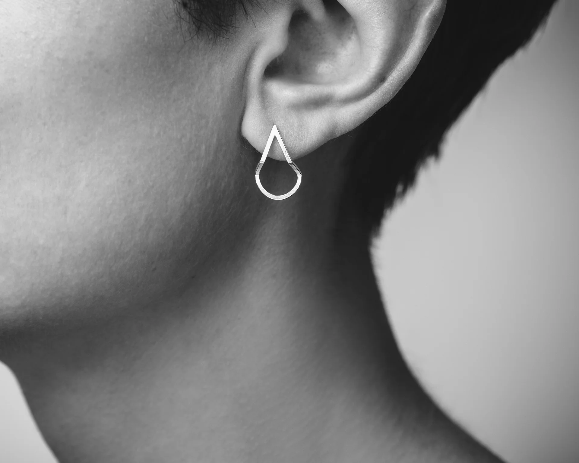 Geometric Teardrop stud earrings. By Heather Woof Jewellery.