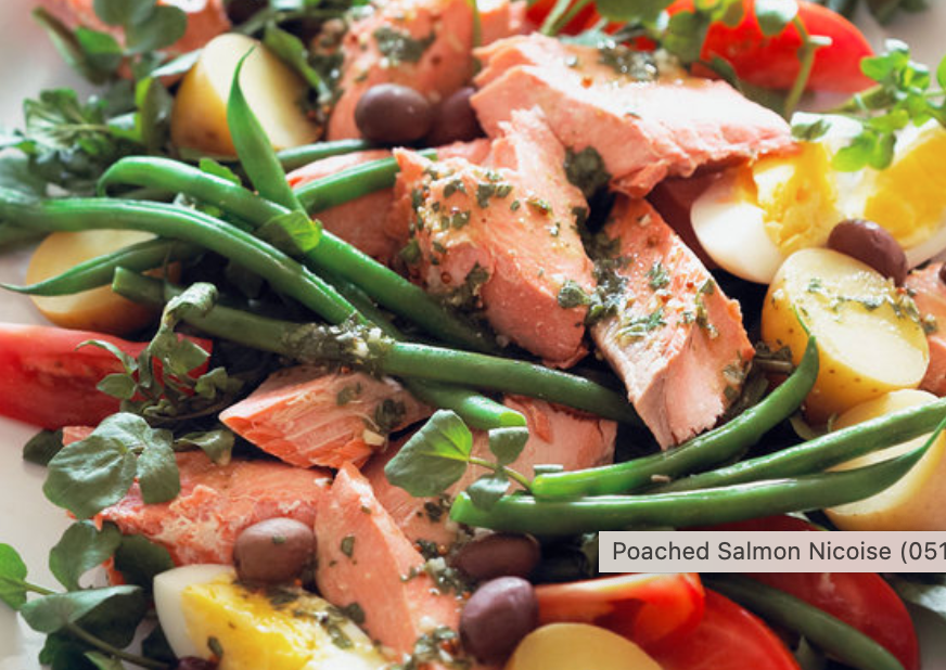 May 6th: Family Style Niçoise Salad with Salmon, Baguette and Chocolate Chip Cookies