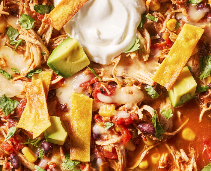 February 9th: Chicken Tortilla Soup with Corn Tortilla Chips, Sour Cream, Cheddar, and a Garden Salad