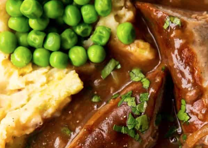 March 5th: Bangers and Mash with Peas and a Light Ale "Gravy"