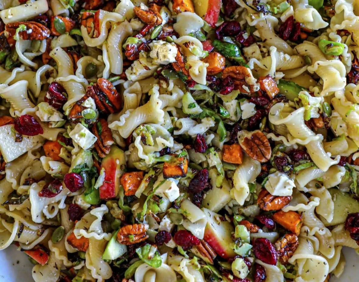 November 14th: Fall Harvest Salad with Turkey Sausage, Kale, Pasta, Roasted Butternut Squash, and Maple Dijon Dressing (Parm on the side)