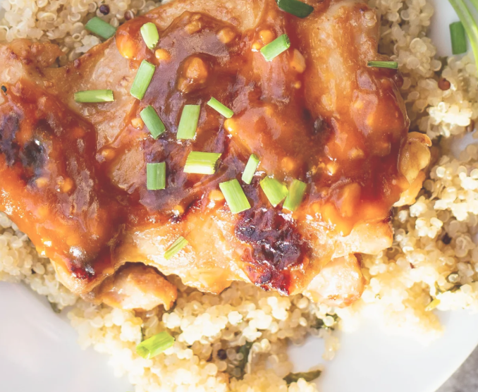February 12th: Salty and Sweet Chicken Thighs served with Herby Quinoa and Maple Sriracha Cauliflower