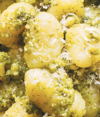 April 10th: Spring Pesto Gnocchi from The Pasta Shop with Light Butter Lemon Sauce, and a Garden Chop Salad