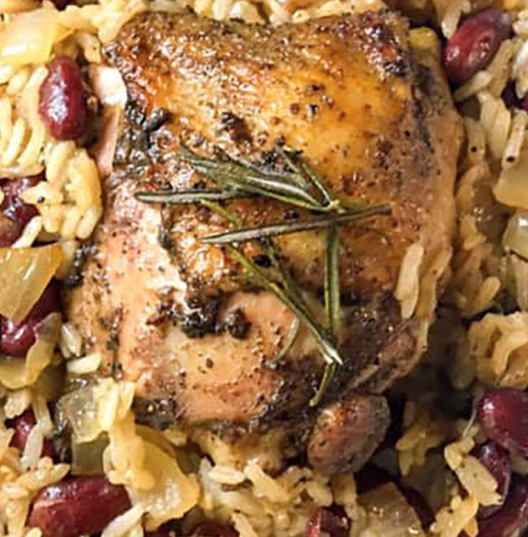 September 10th: Oven Baked Jerk Chicken with Rice and Baked Beans