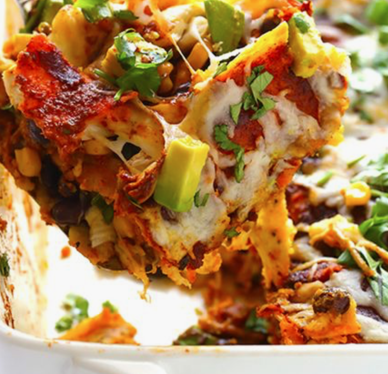 May 13th: Chicken Enchilada Casserole with Corn Tortillas. Served with a Garden Salad with Creamy Salsa Ranch Dressing.