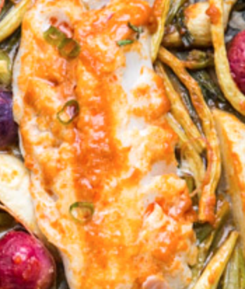 February 3rd: Miso Cod with Garlic Rice Noodles and Mixed Roasted Vegetables