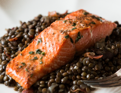 December 3rd: Salmon with French-Style Braised Lentils