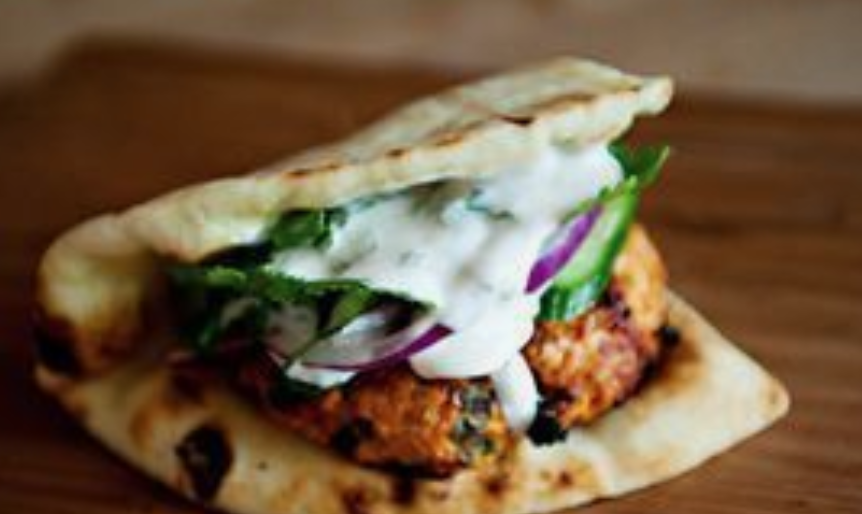 April 13th: Greek Baked Chicken Flatbread Wraps with Arugula, Tomato, Red Onion, Cucumber, and Tzatziki; and Dolma