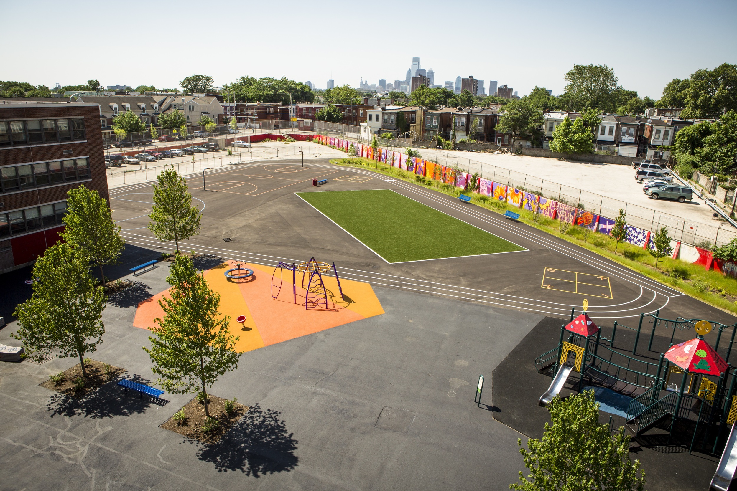 Aerial view of William Dick Schookyard after improvements.