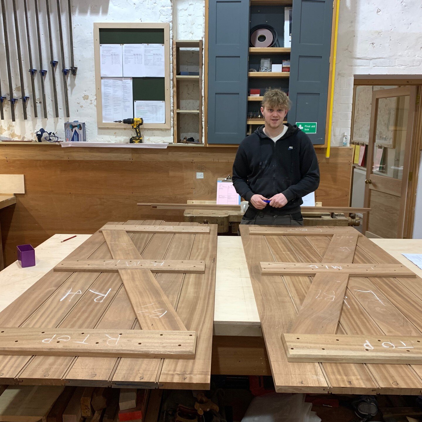 A belated massive welcome to our brilliant apprentice Dean Reynolds. Dean has made these doors single handedly, as his first masterclass in joinery taught by @aidanmpinkham @gabrielbakerjoinery and me... and he only started with us in January! Thanks