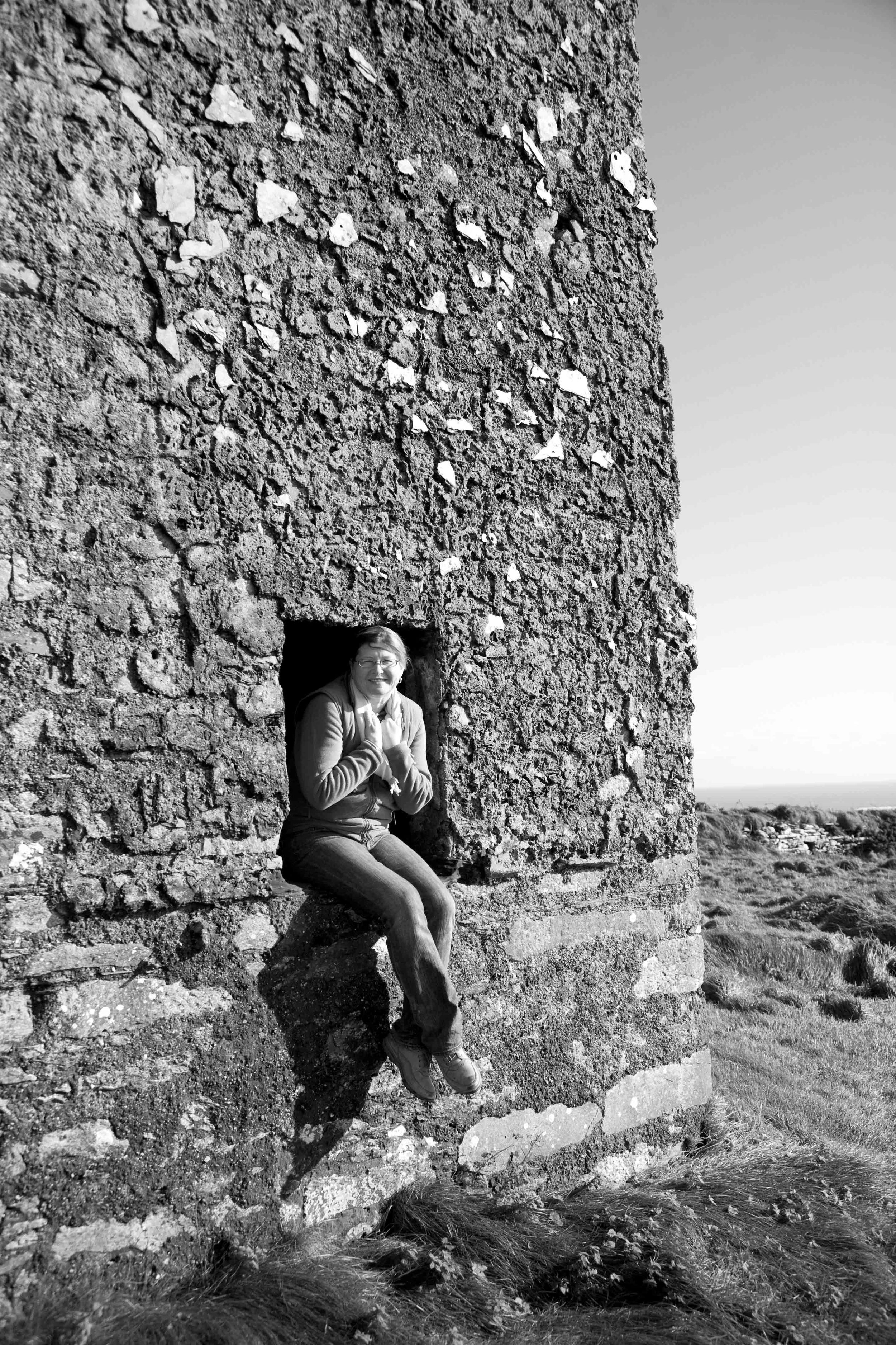 Cathie Resting At Tower B&W.jpg