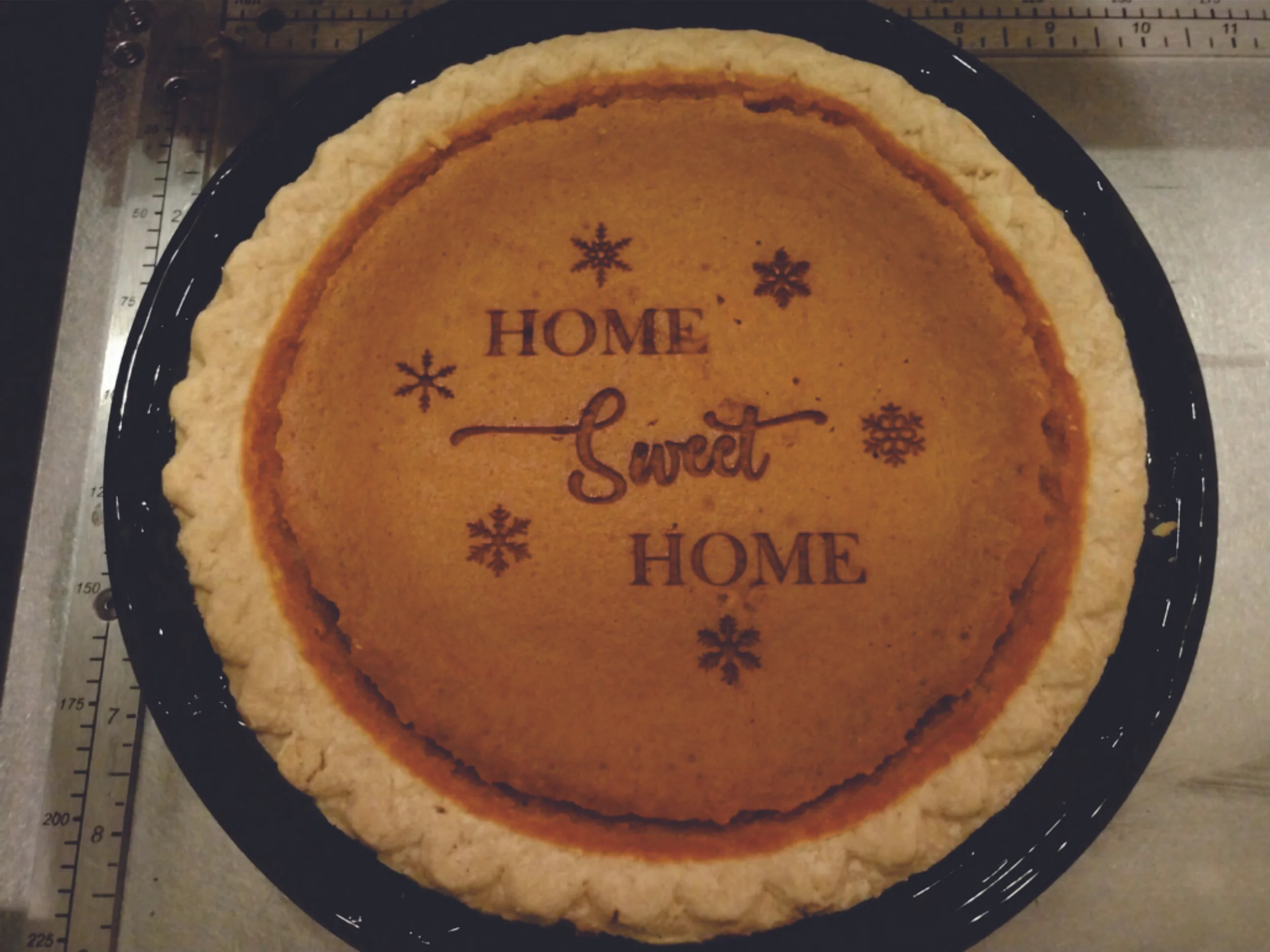 Special engraved Holiday Pumpkin Pie.