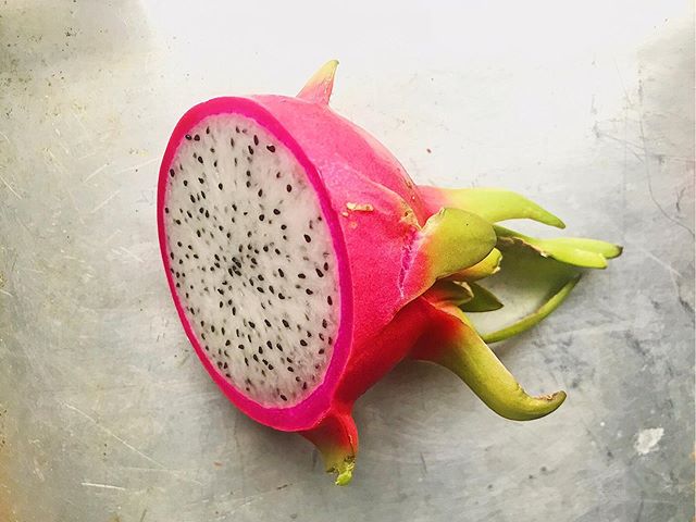 DRAGON FRUIT (PITAYA): Tastes like watermelon, texture of a kiwi.