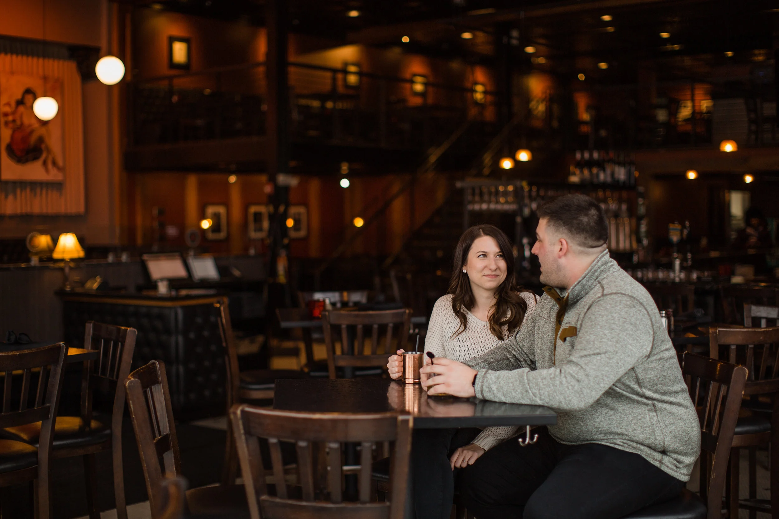 downtown des moines engagement wedding photos Americana Restaurant
