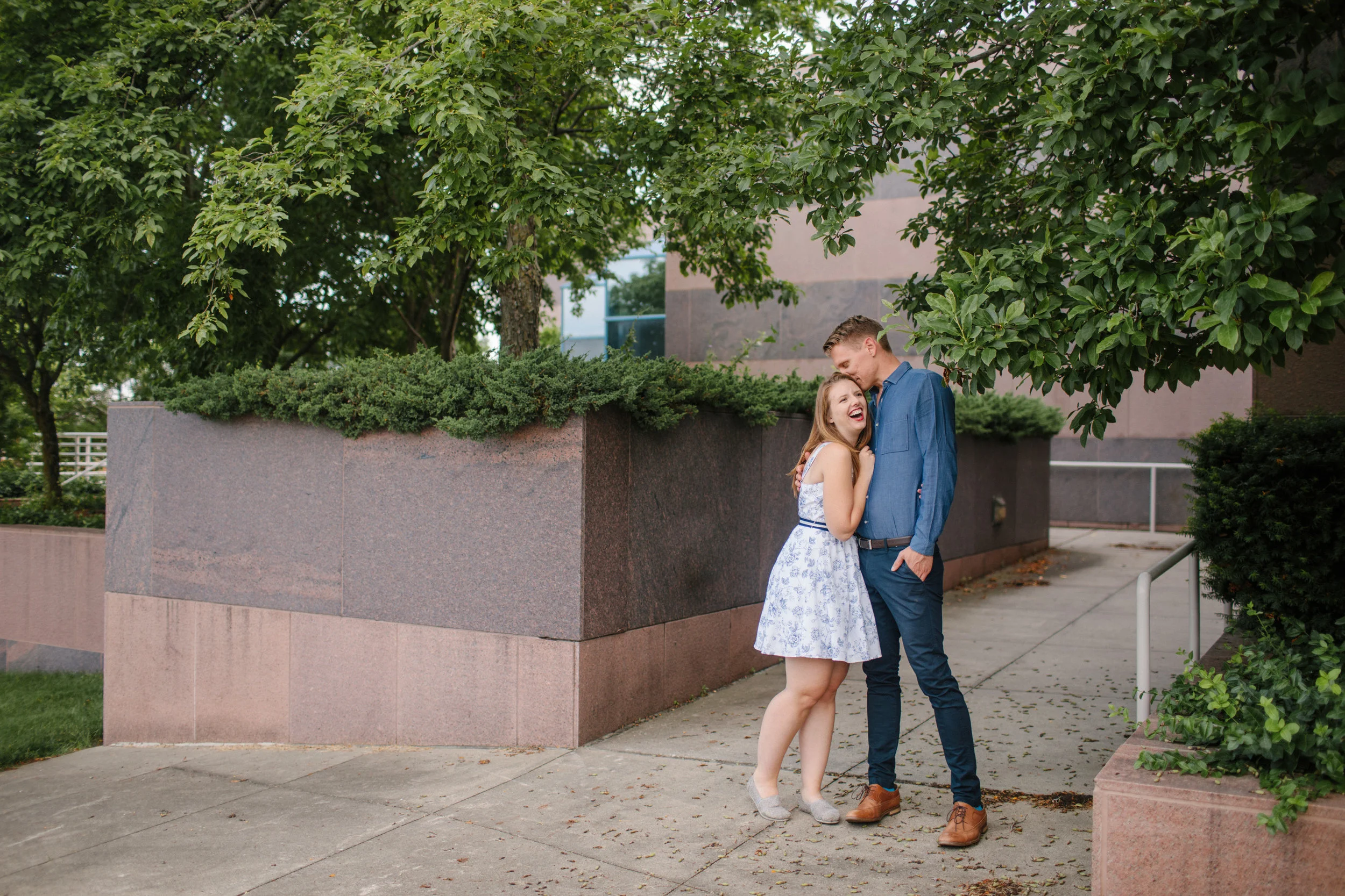 downtown des moines iowa engagement photos libby and joel