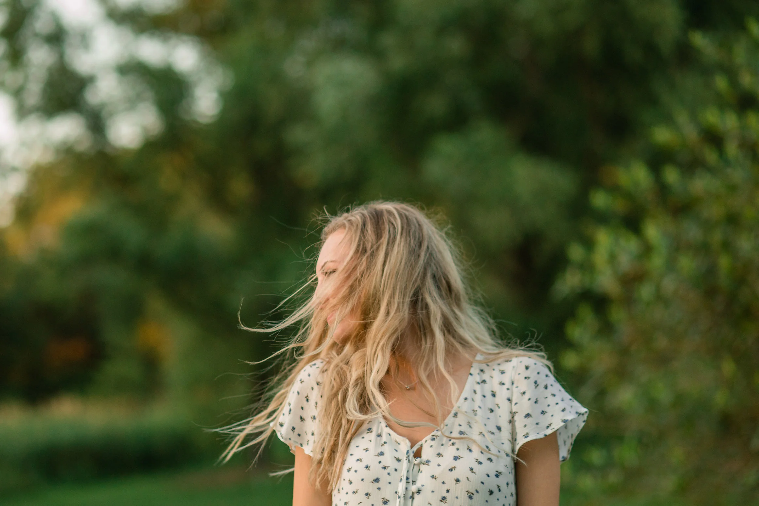 girl having fun during senior photos