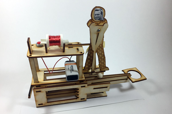 An example of the laser cut articulated figure created in Fab@School Maker Studio for the Making & Storytelling workshop.