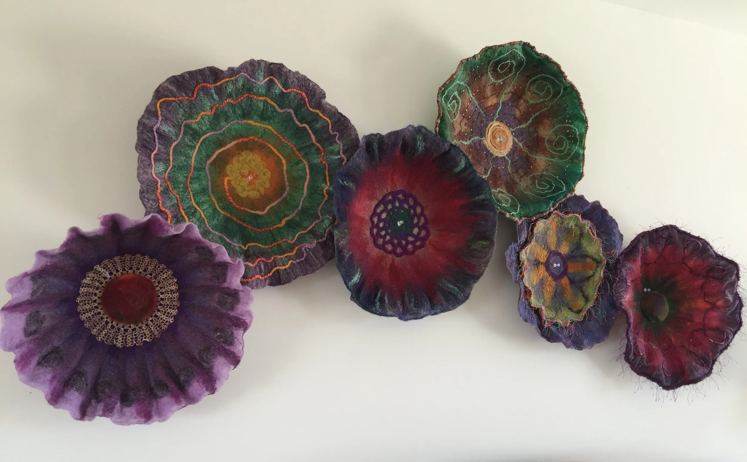 This is a felted floral grouping commissioned for Jane's bedroom.