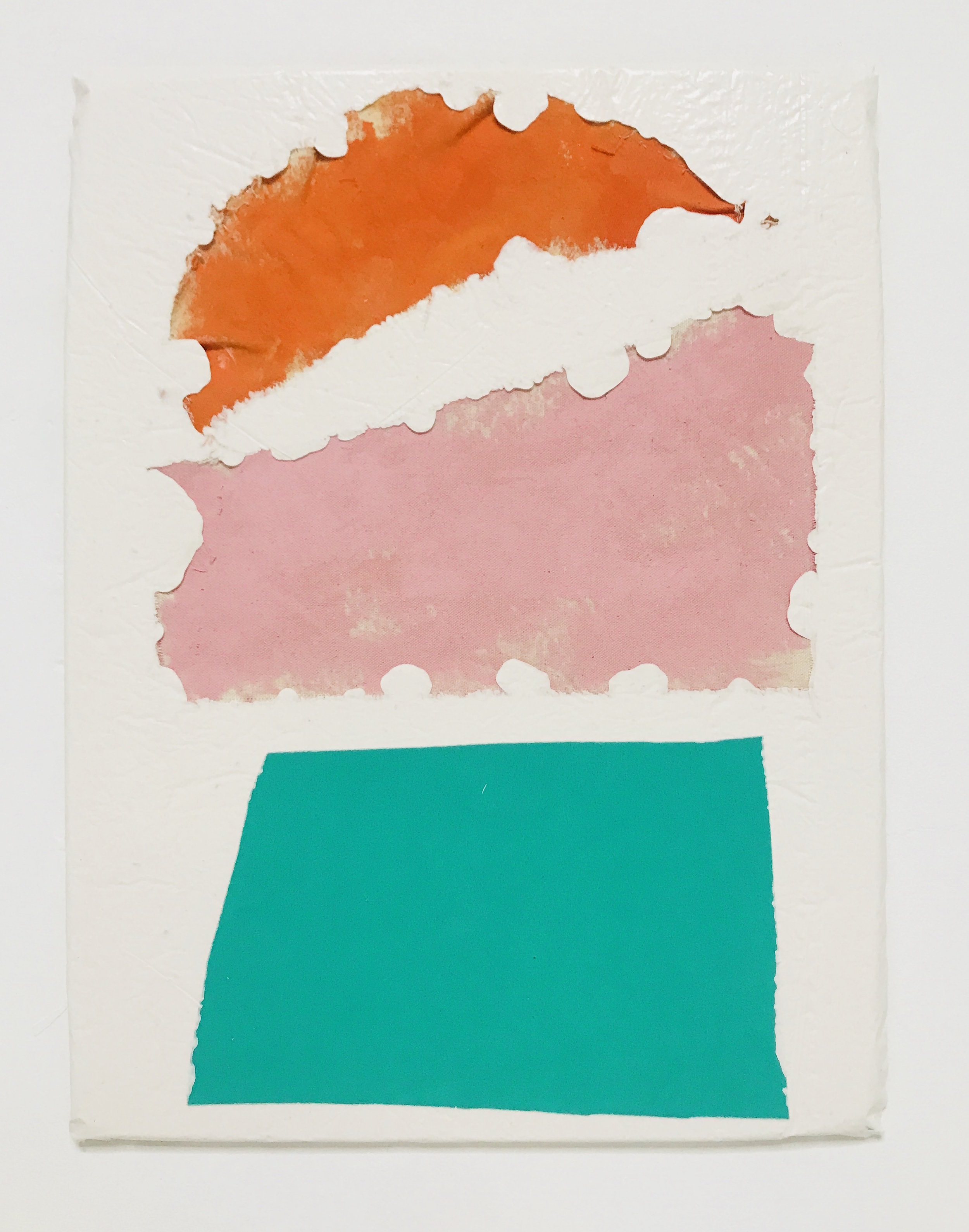 Untitled Fragment (orange and pink canvas, green foam) | Composite and Mixed Media | 42 x 32cm