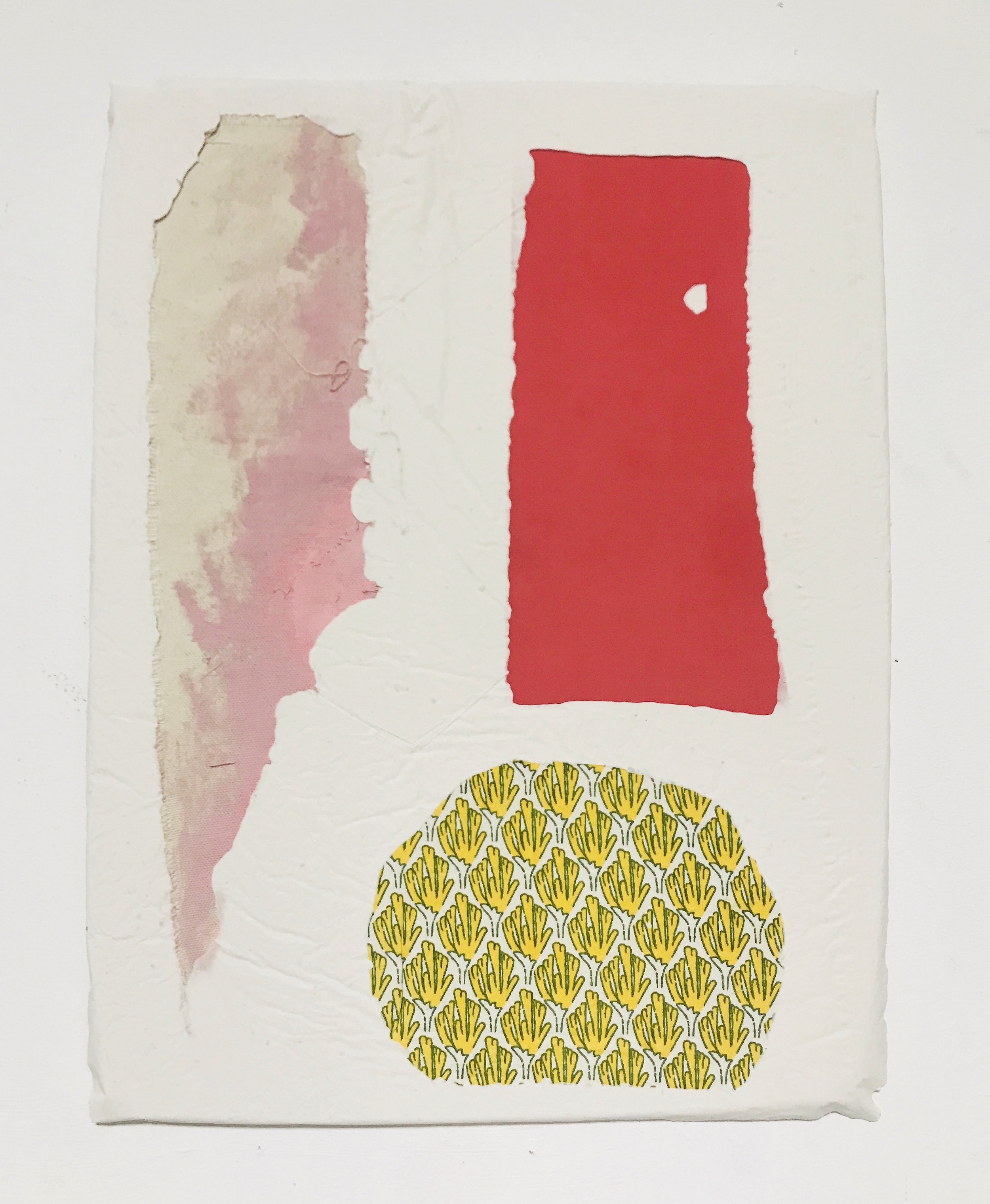 Untitled Fragment (pink canvas, red foam, yellow cotton) | Composite and Mixed Media | 42 x 32cm