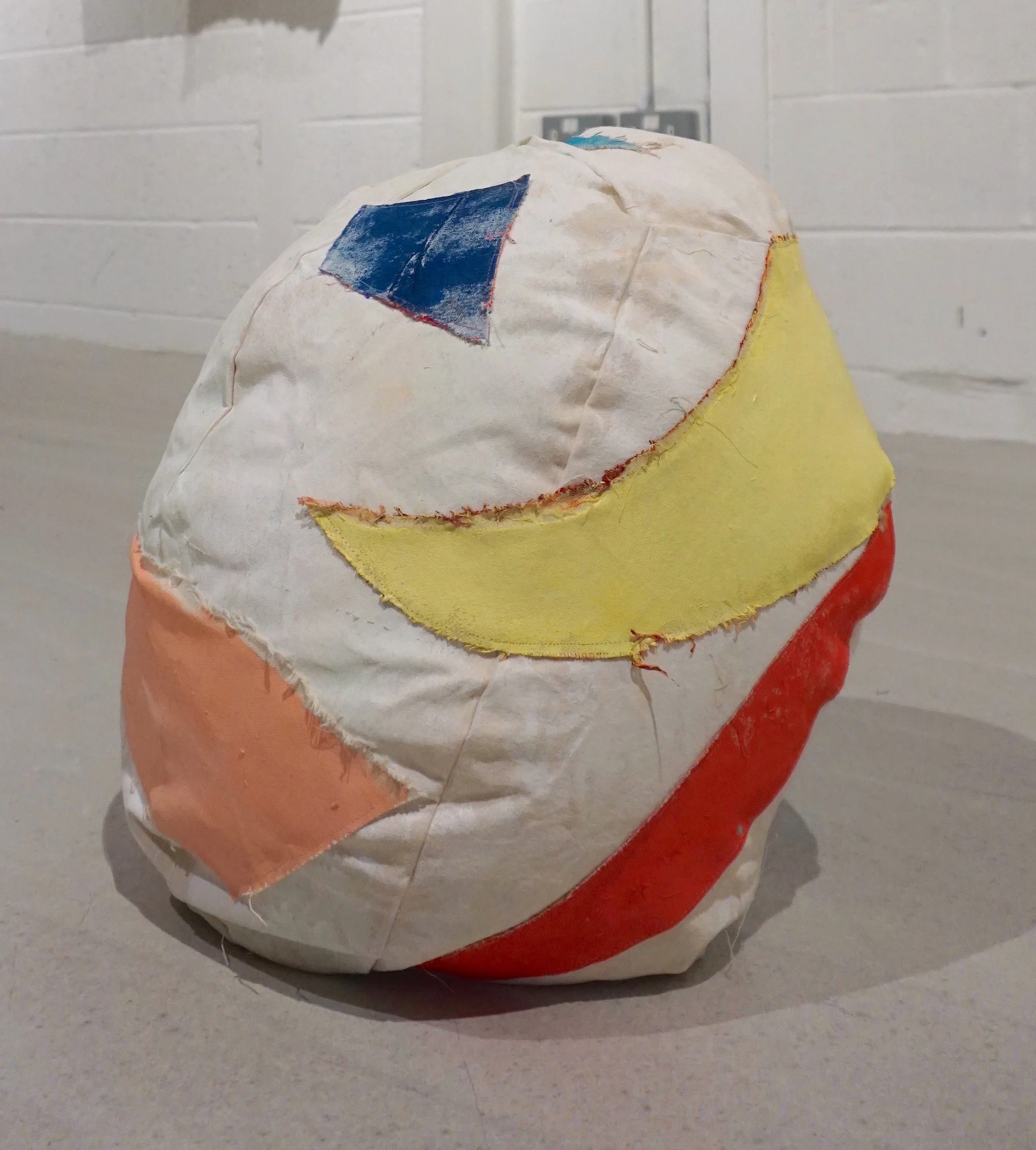 Untitled (Patchwork Football) | Acrylic on Embroidered Canvas | 48cm Diameter
