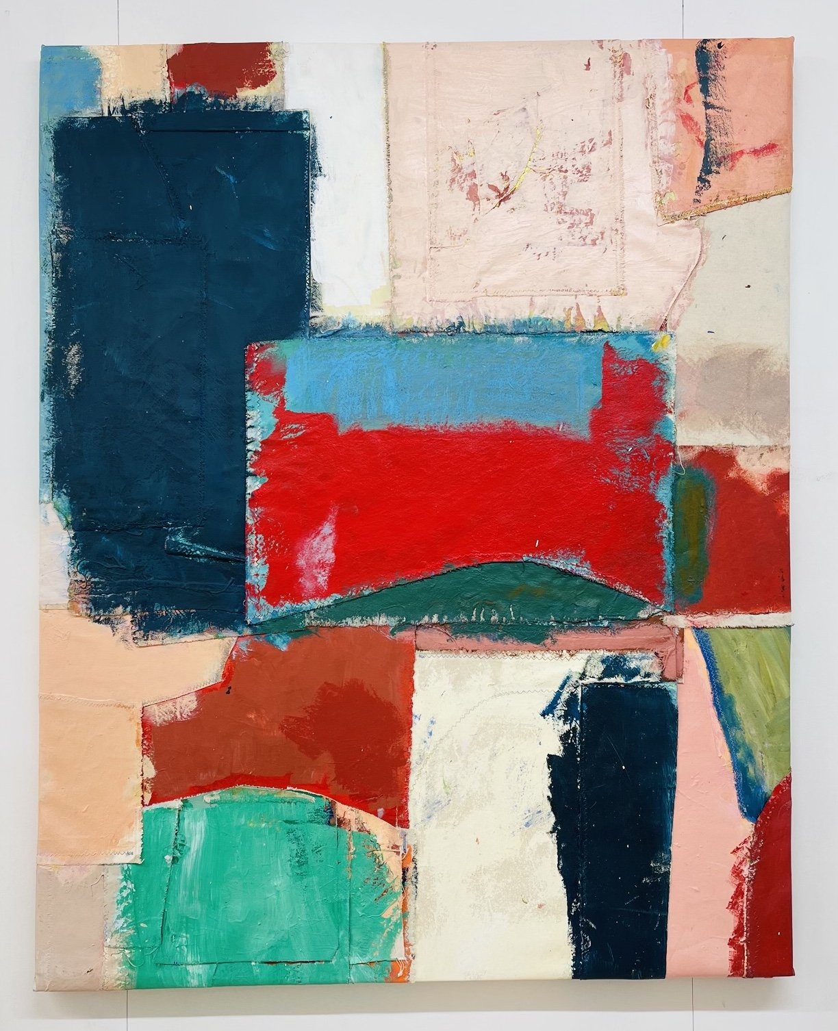 Tuesday Jenga | Oil, Acrylic and Embroidery on Canvas | | 140 x 100 cm