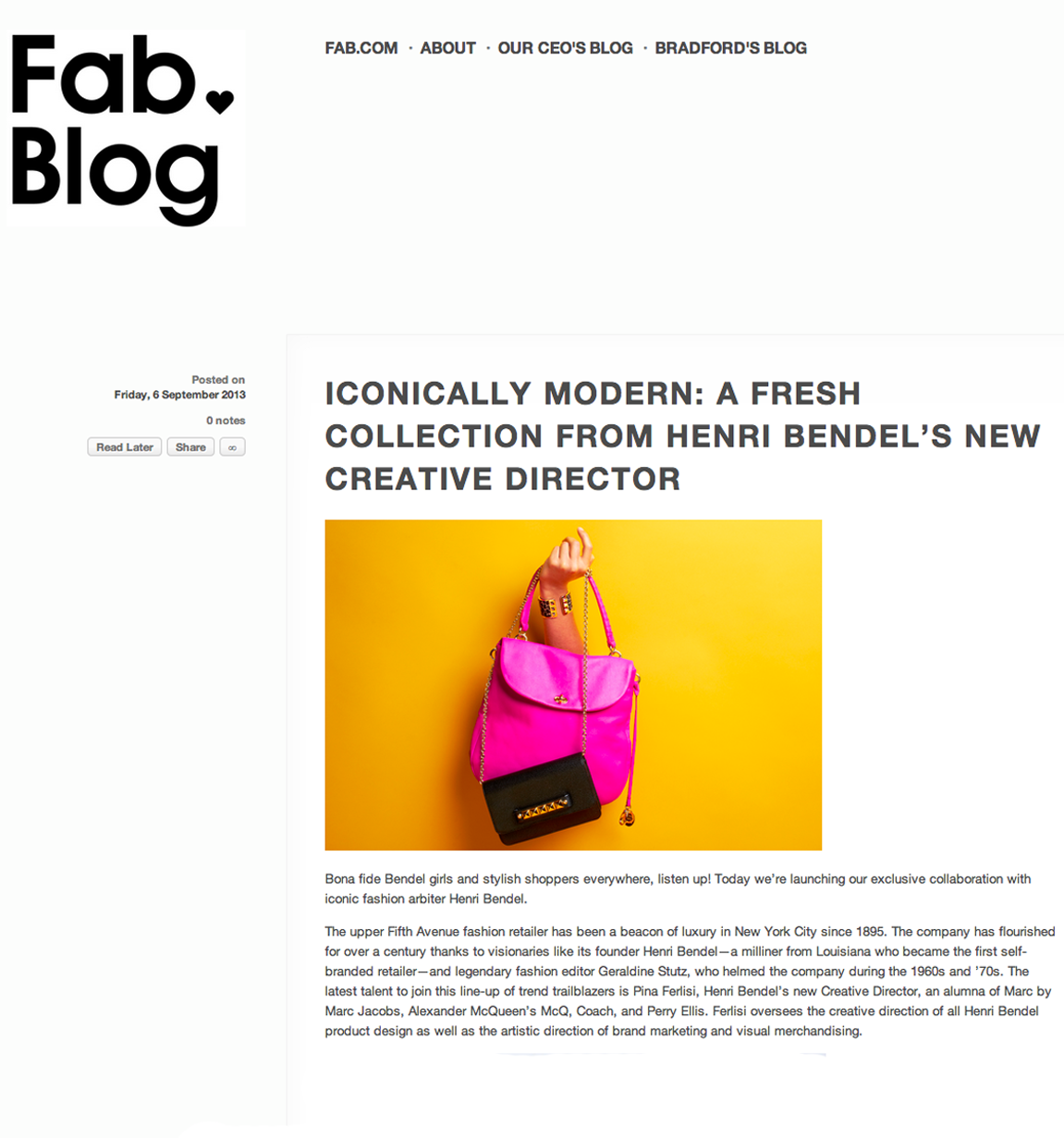 Henri Bendel - Fab Blog