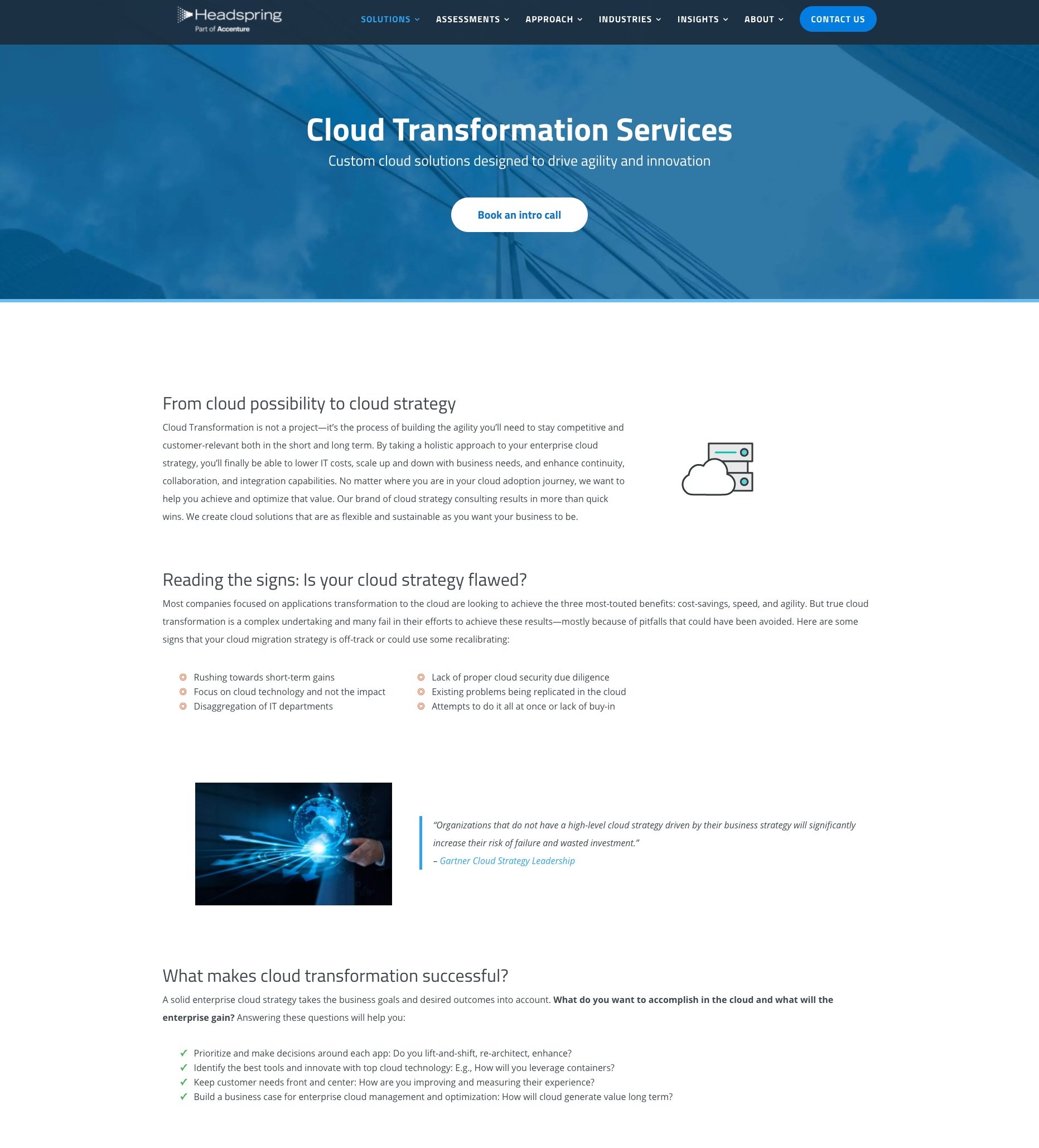 Cloud Transformation solution page | Headspring