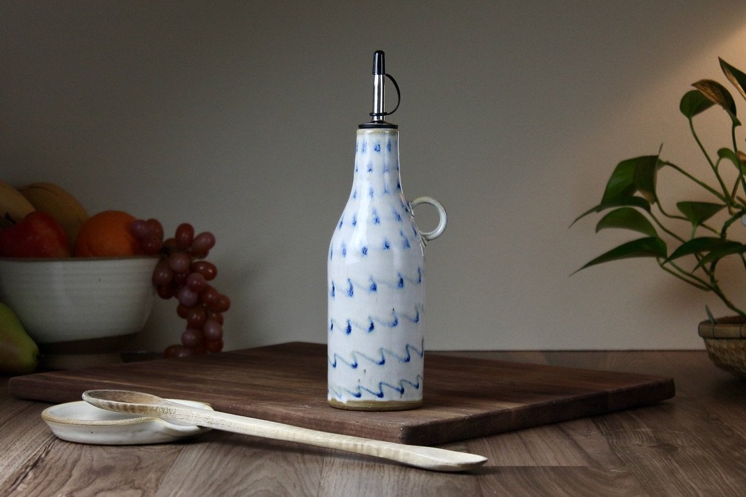 Olive Oil Bottle - Opal Blue