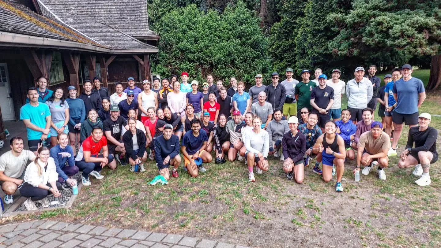 Well, it was a tough one today! Both the track group, with their many reps at mile pace, and the trail group, with a QE park quad buster w/ extra 200s on the track, got their money's worth from the session. Let us know if you have some soreness tomor