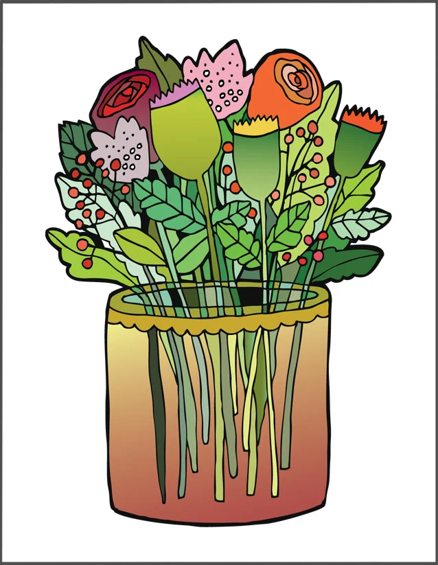 Zig Zag Bouquet - Inside Greeting: "thanks a bunch!"