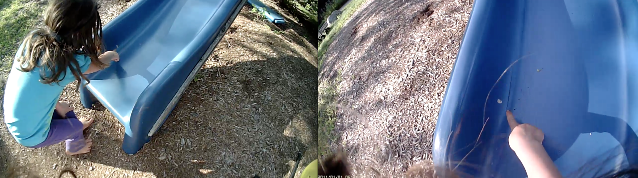  Images from technical prototype of POV cameras on multiple children 