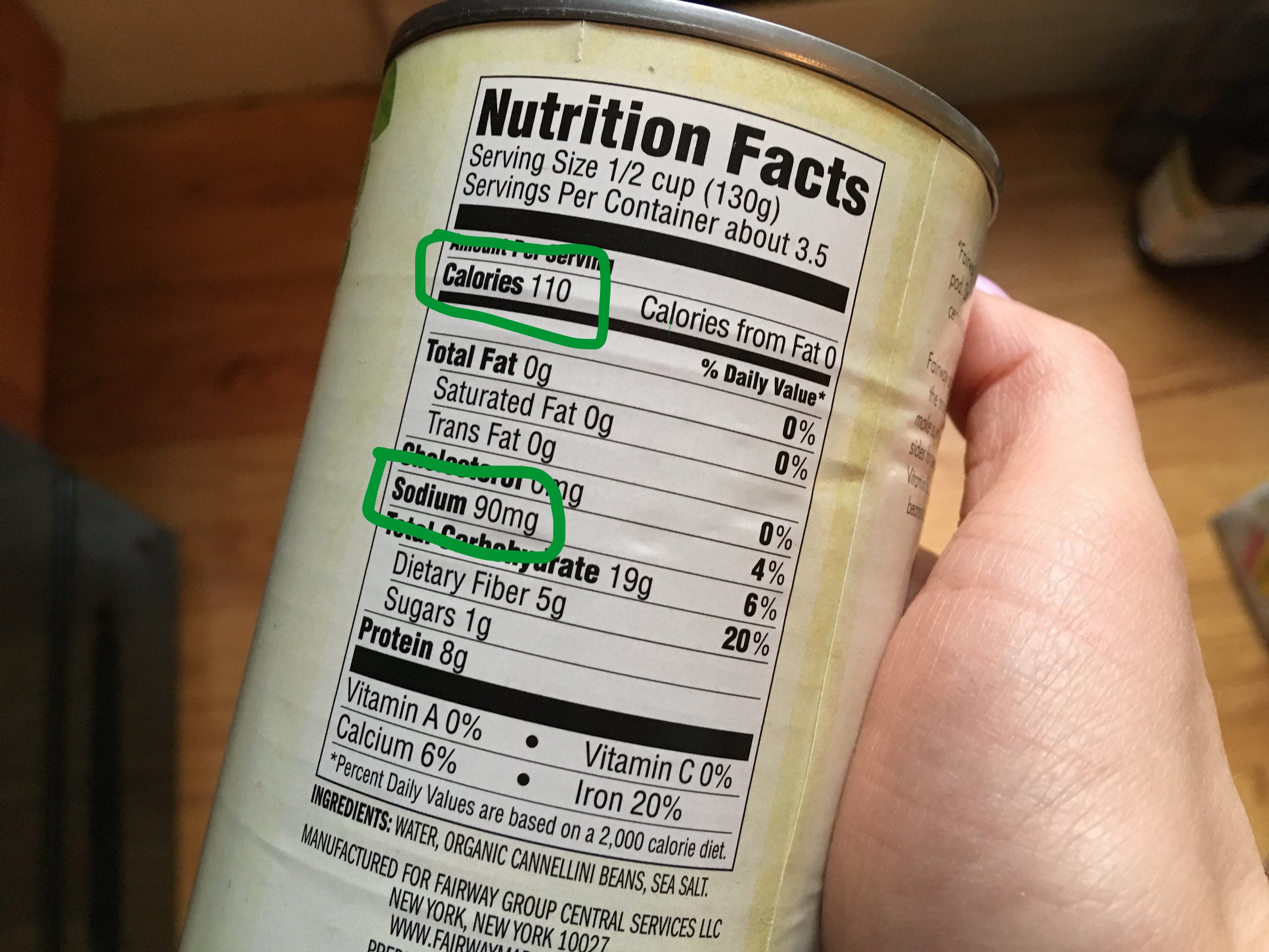 These canned beans have 110 calories per serving and only 90mg of sodium. Go for it!