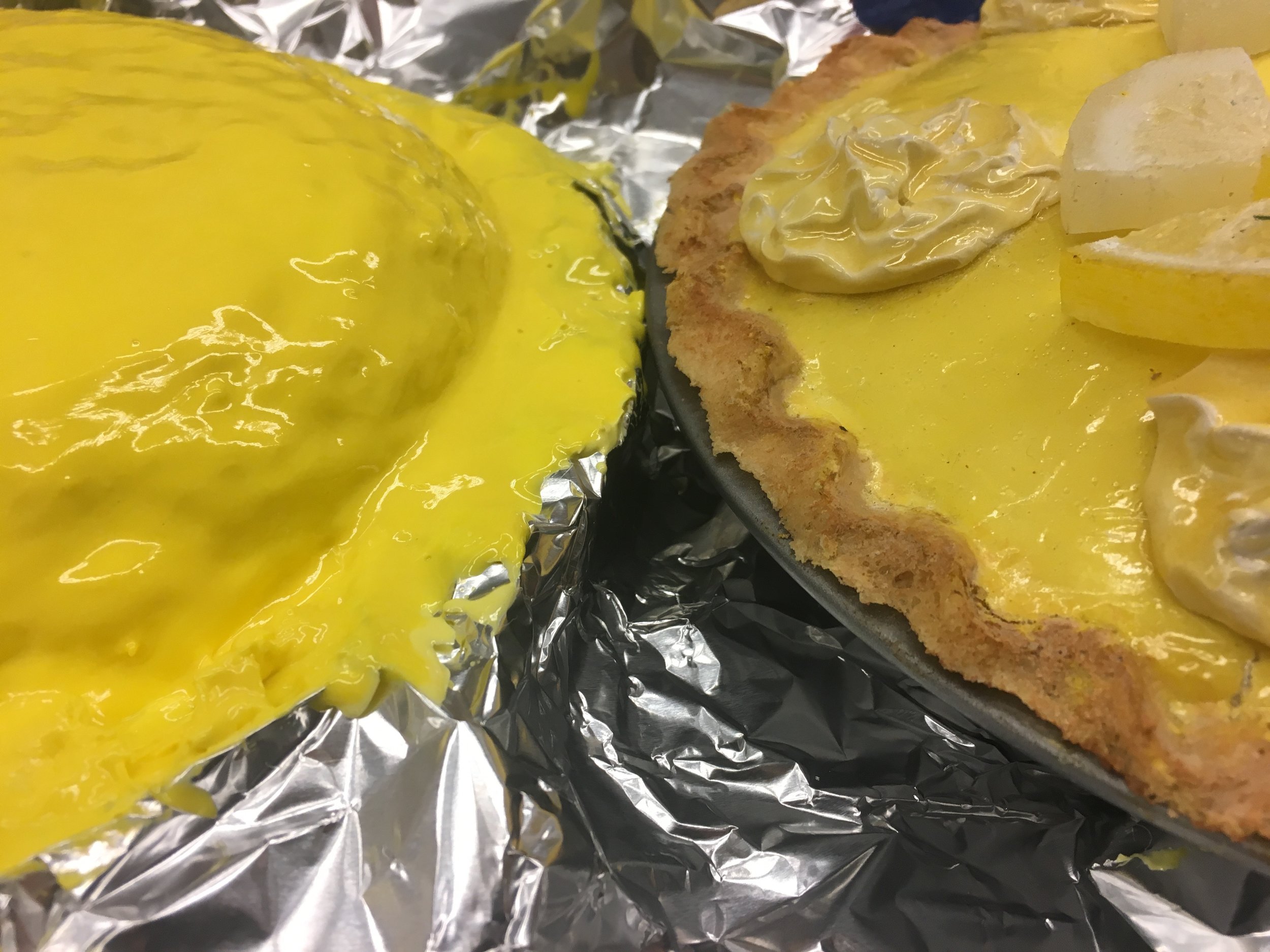 Original pie from tour on right for color