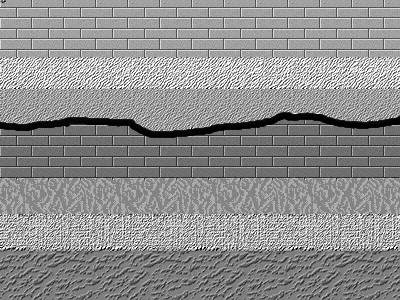Taken from Wikipedia, this shows erosion above the dark brick layer. 
