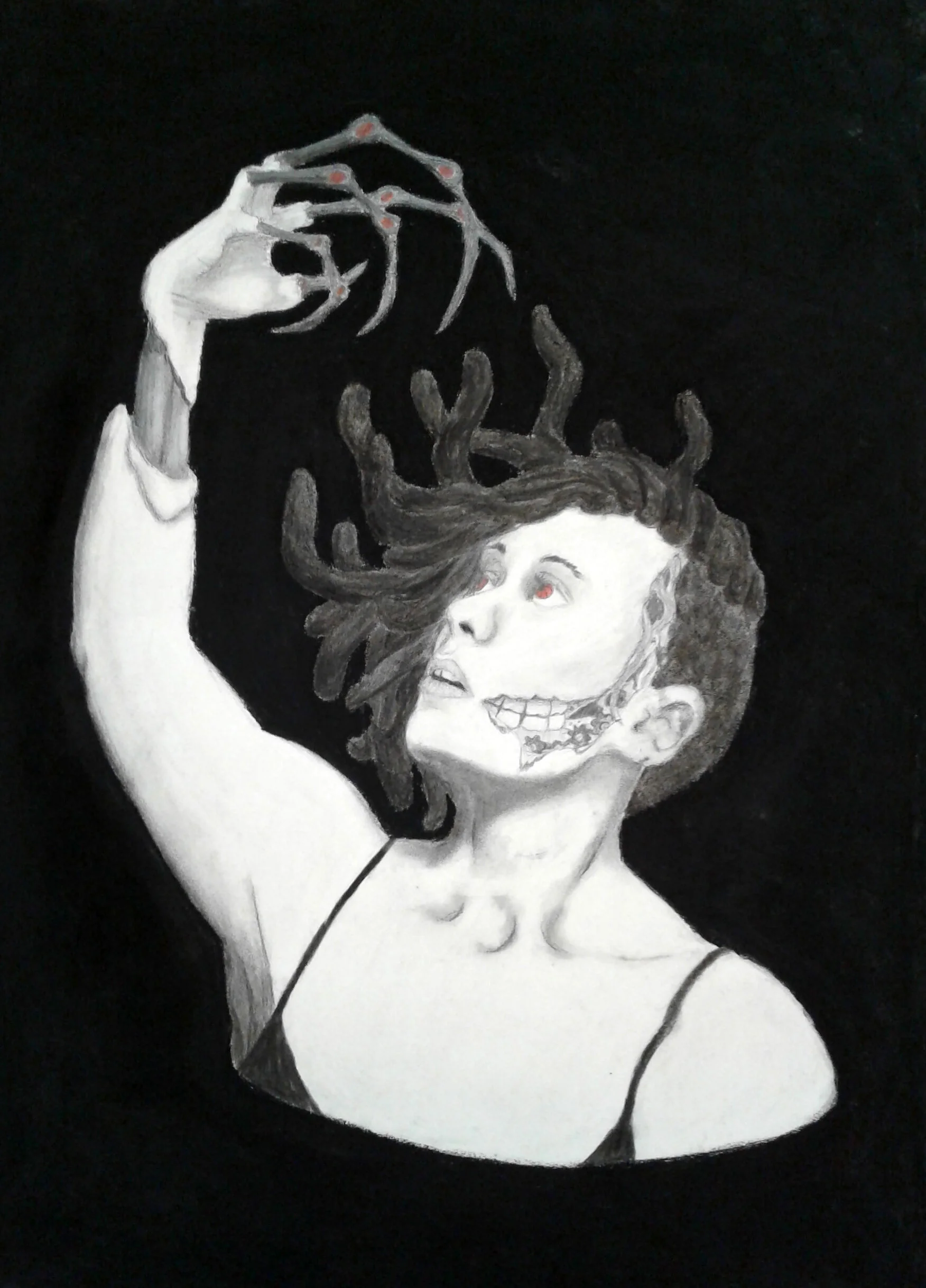 Robot Self-Portrait, Charcoal, 18 x 24", 2019. By Markus Norton