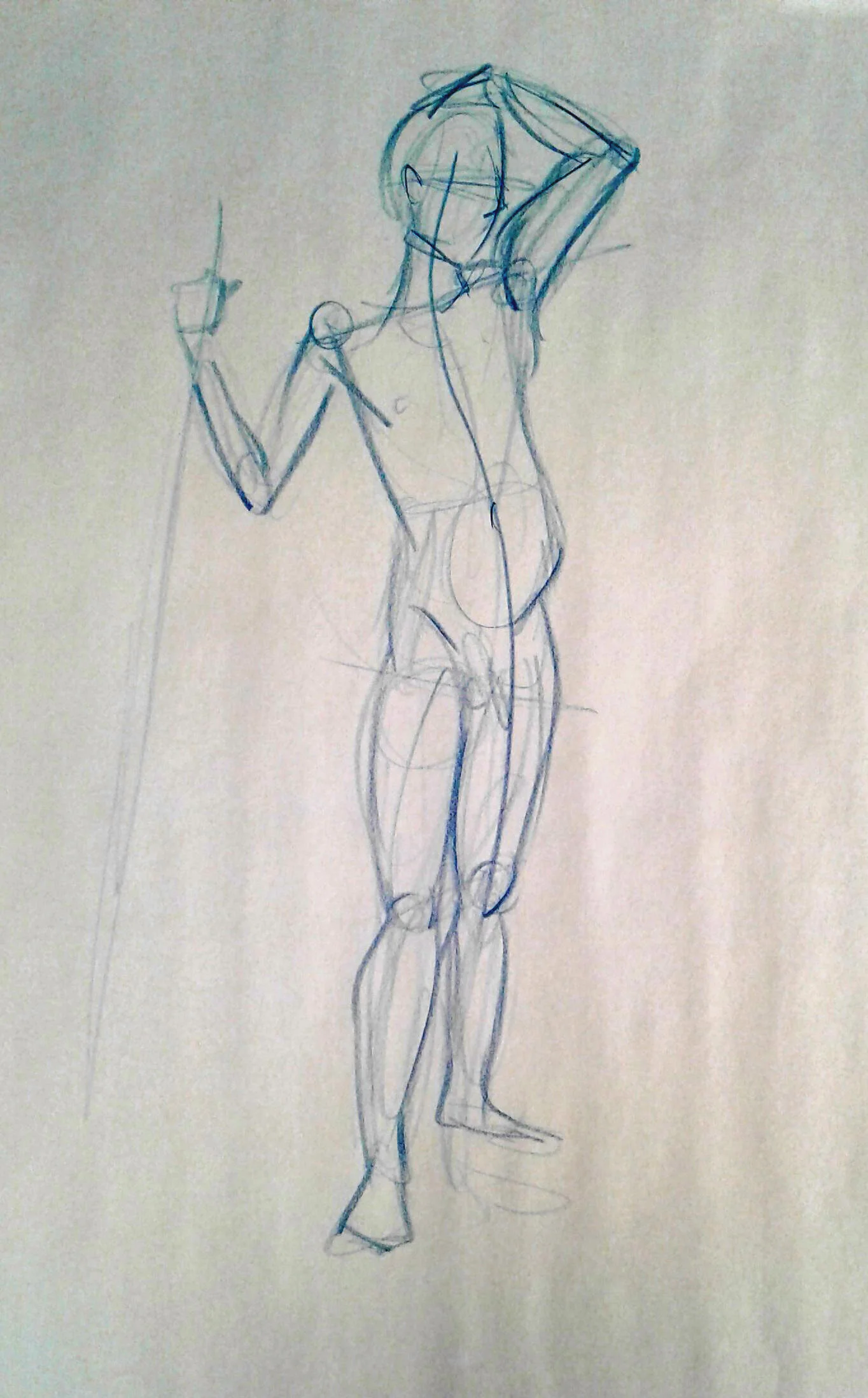 Figure Gesture (3-minute drawing), Col-Erase Pencil, 18 x 24", 2019. By Kaitlyn Enderby