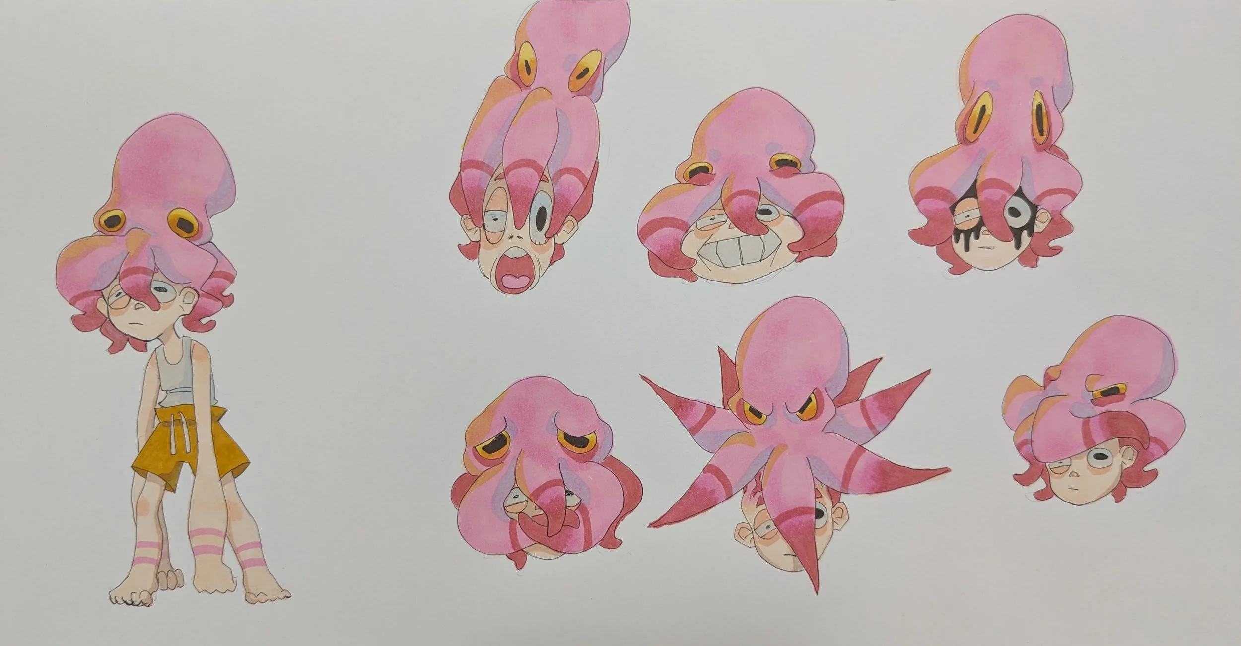 Character Design & Expressions by Brianne Anderson. 2D Design Course, 2025.