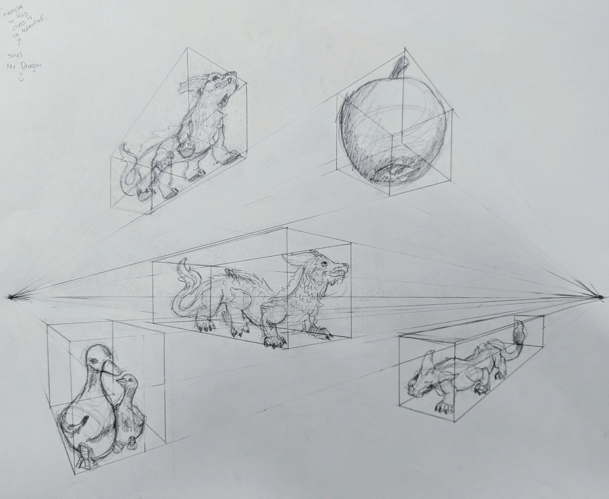 2-Point Perspective, Objects in Boxes. Drawing Course, 2025.