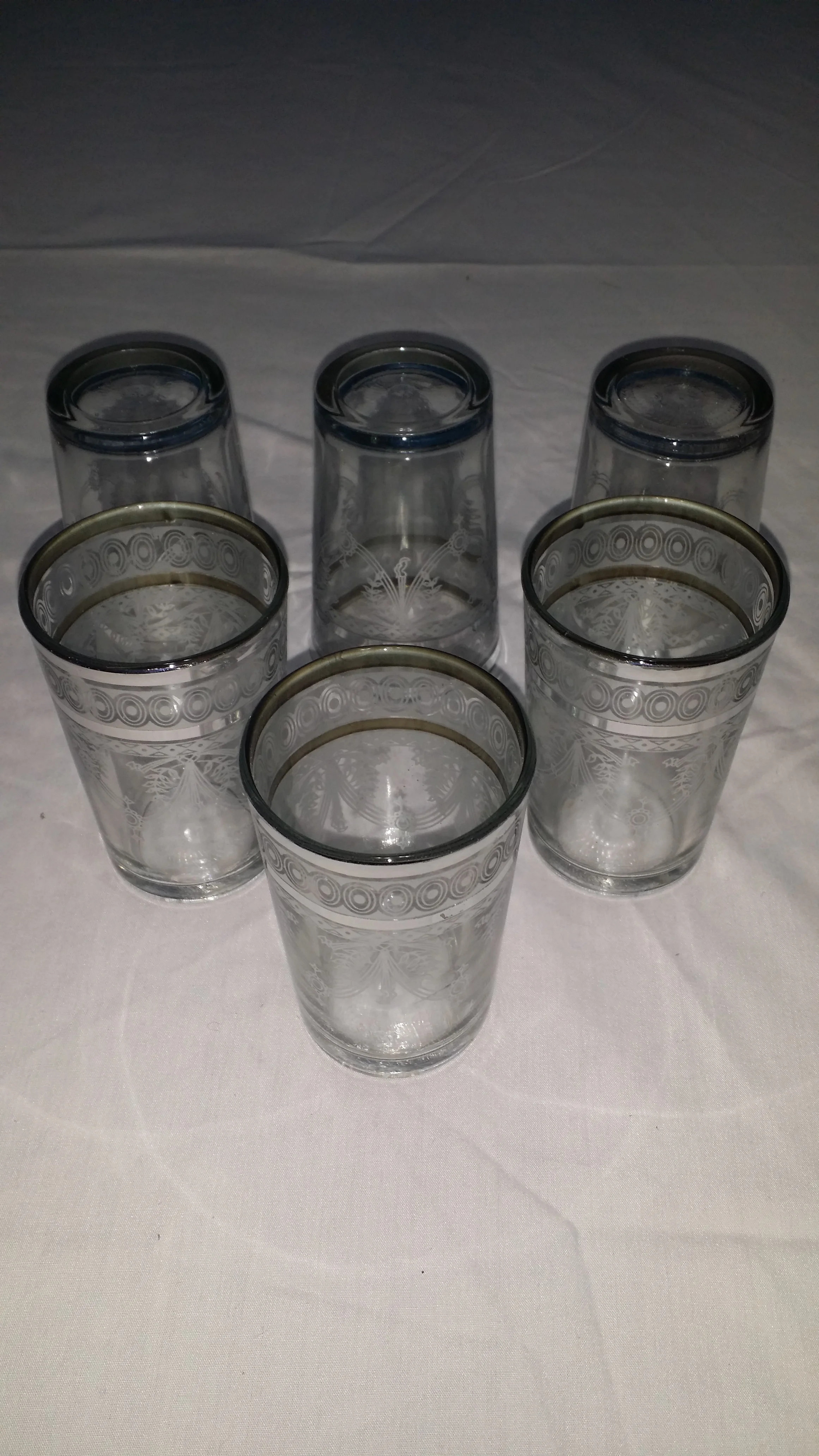 MOROCCAN CLEAR SILVER MOTIF FLORAL TEA GLASSES TG4