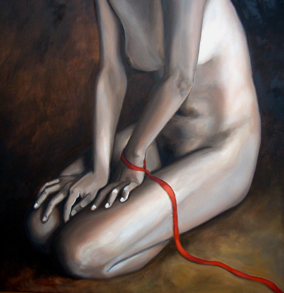   The Red Thread   oil on canvas, 24 x 24 