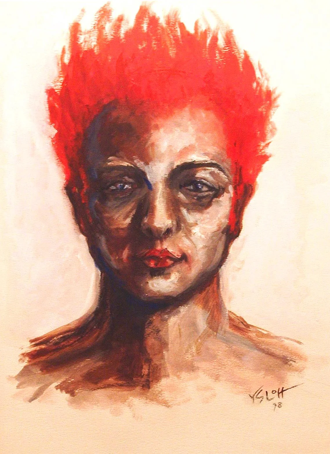   Firehead   oil on paper, 22 x 15 &nbsp; &nbsp; &nbsp; &nbsp; &nbsp; Reece Suarez, private colllection 