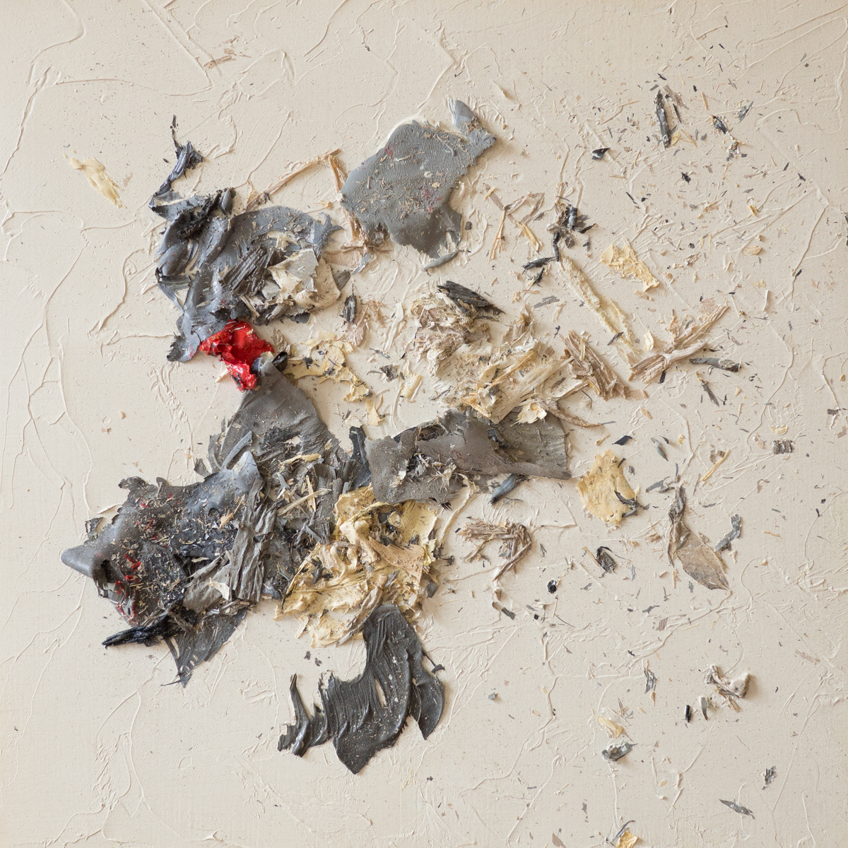   The Complexities of Emotions No.4   oils &amp; oil paint scrapings on wood panel, 6 x 6 